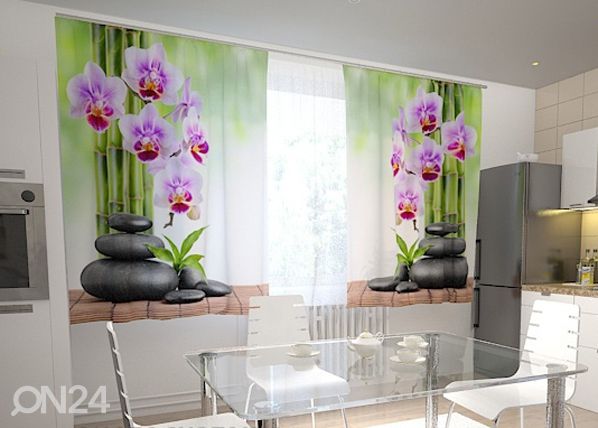Poolpimendav kardin Orchids and stones in the kitchen 200x120 cm