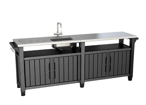 Abilaud välikööki valamuga Keter Unity Chef 51x237 cm, grafiit