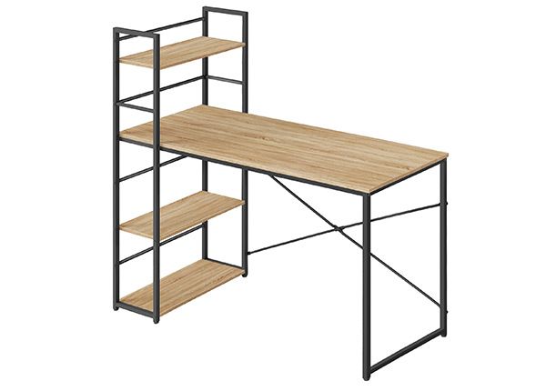 Arvutilaud koos riiuliga, sonoma tamm/must