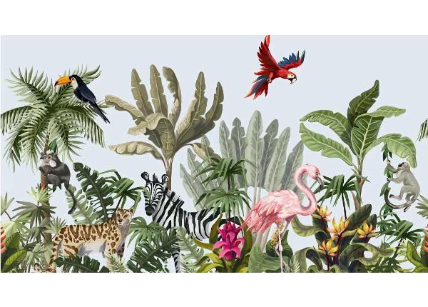 Fliis fototapeet Seamless pattern with jungle animals 455x250 cm
