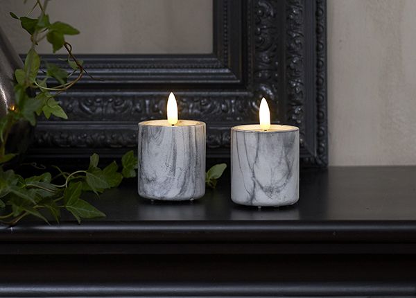 LED küünalde komplekt Flamme Marble 2tk