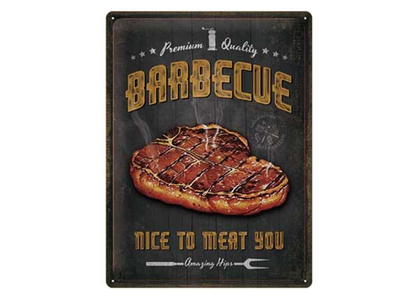 Retro metallposter Barbecue Nice To Meat You 30x40 cm