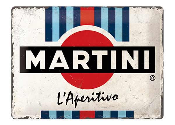 Retro metallposter Martini - L´Aperitivo Racing Stripes 30x40 cm