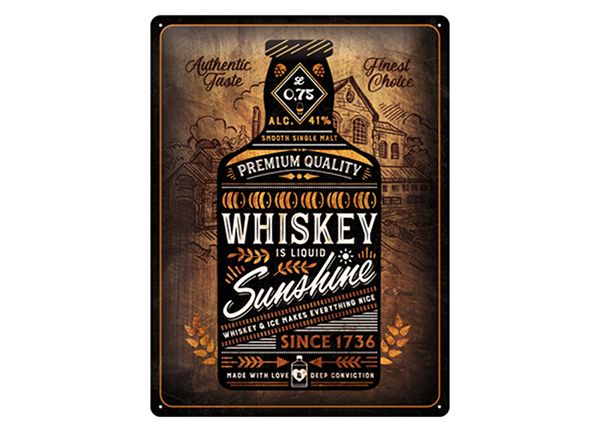 Retro metallposter Whiskey Sunshine 30x40 cm