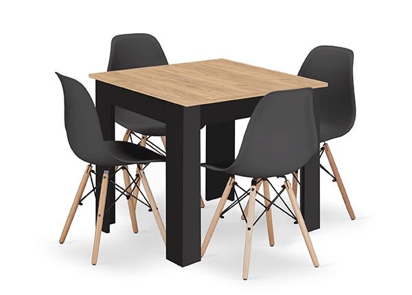 Söögilaud 80x80 cm ja 4 tooli