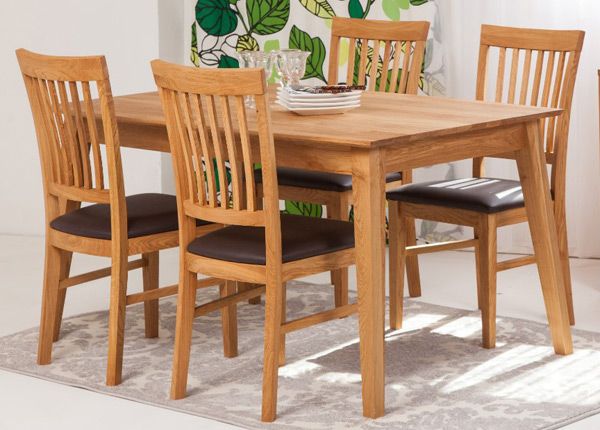 Tammepuust söögilaud Genf 160x90 cm+ 4 tooli Ron