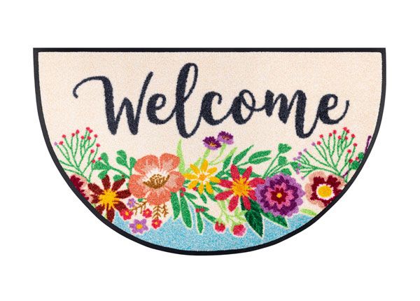 Uksematt Round Welcome Blooming 50x85 cm