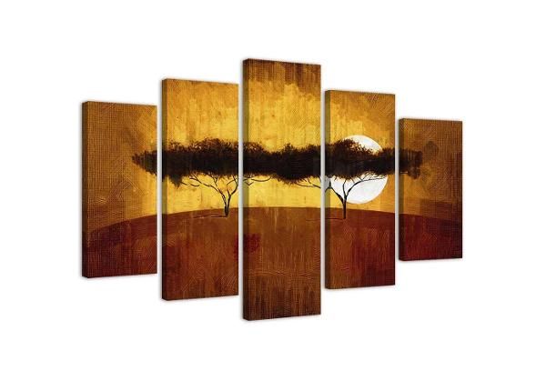 Viieosaline seinapilt African trees 150x100 cm