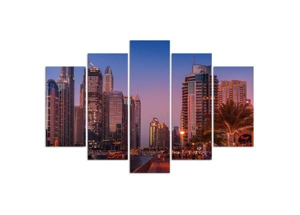 Viieosaline seinapilt Dubai Evening 150x100 cm