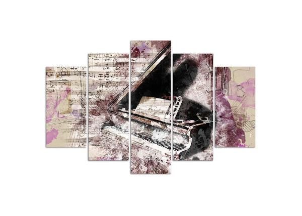 Viieosaline seinapilt Piano - abstraction