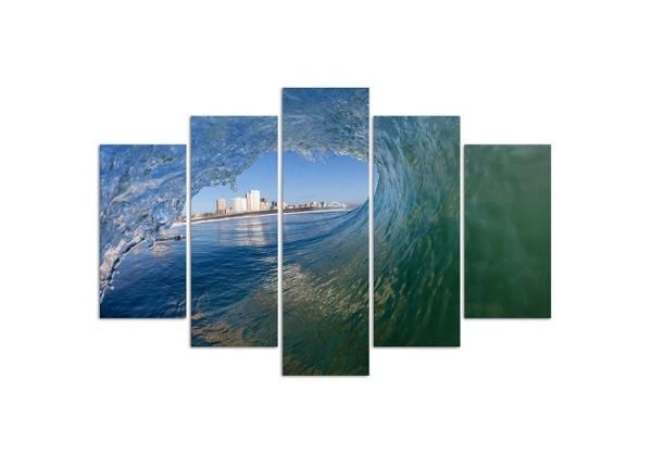 Viieosaline seinapilt Sea Wave 150x100 cm