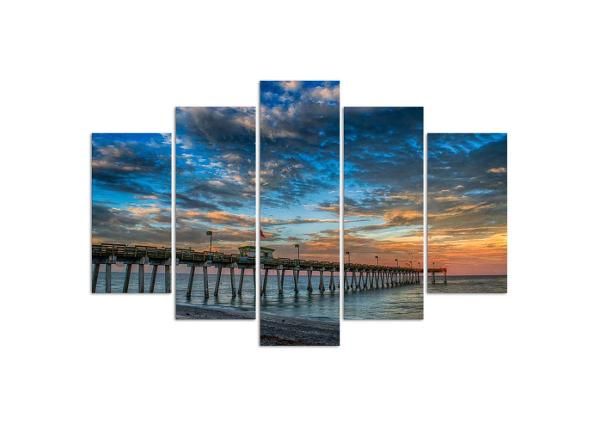 Viieosaline seinapilt Sunset on the Pier 150x100 cm