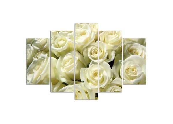 Viieosaline seinapilt White Roses 150x100 cm