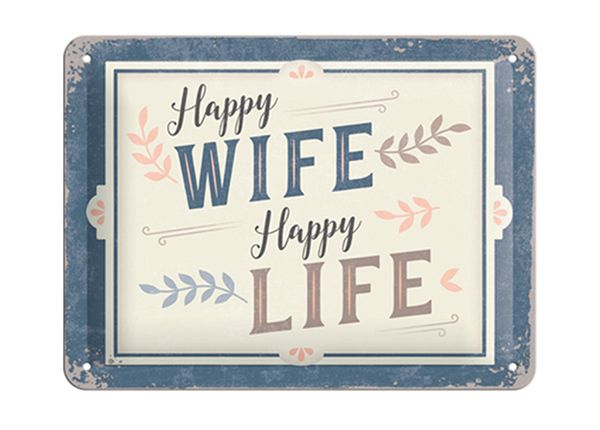 Vintage poster Happy Wife Happy Life 15x20 cm